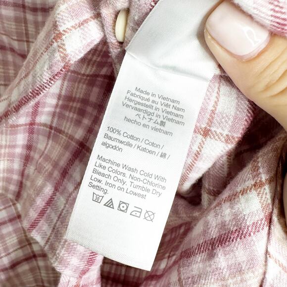 J.Crew Womens Button-Up Shirt Flannel Plaid Long Sleeve Classic-Fit Pink Size 4 - Picture 6 of 7